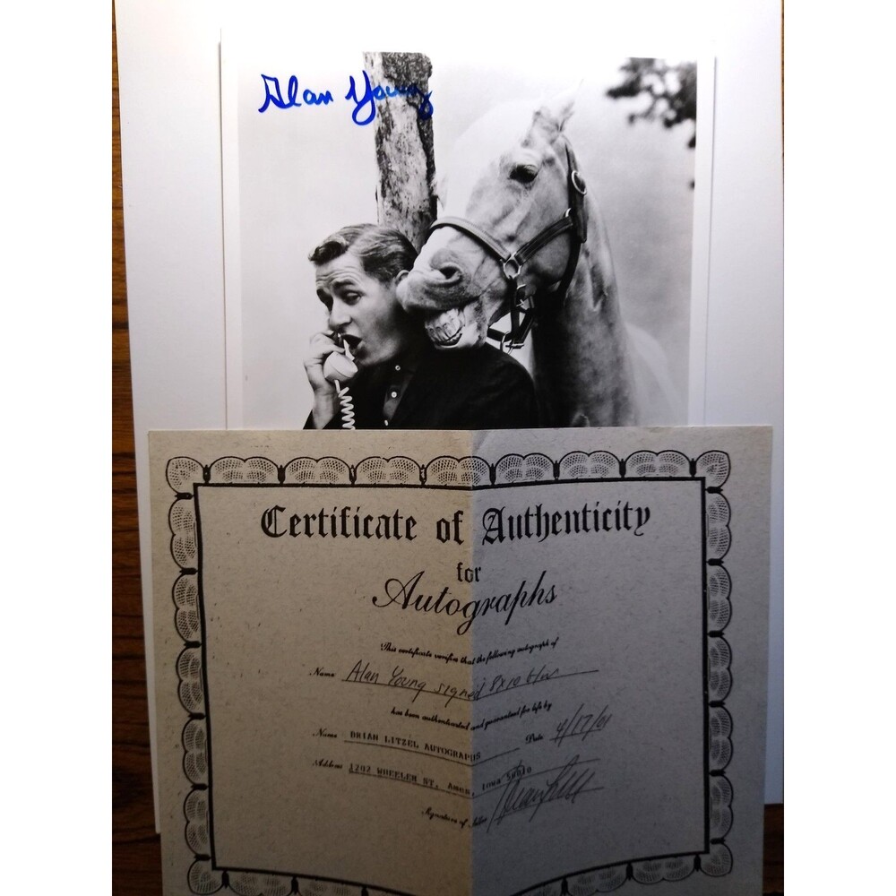 Mister Ed Alan Young Autographed Photo B&W Signed Brian Liteel COA 4/17/00